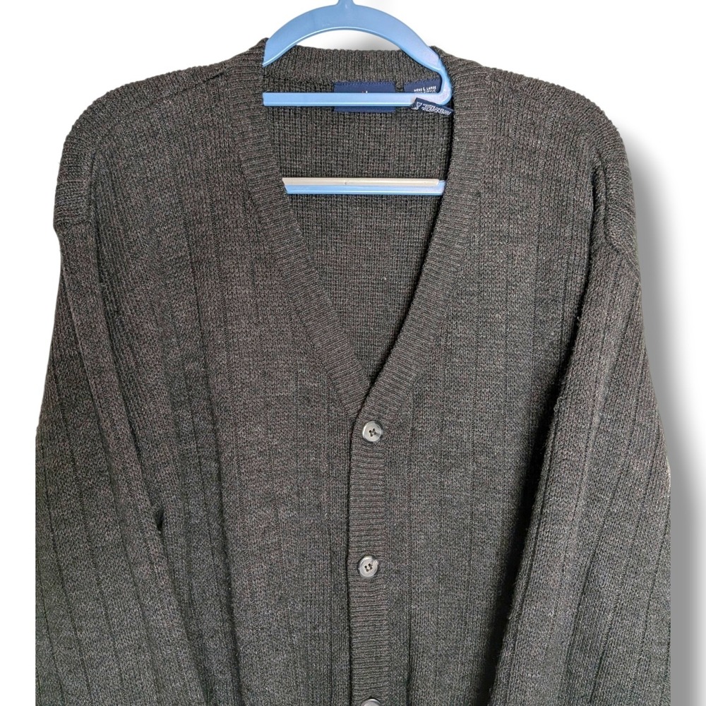 Vintage V-Neck Button Front Cardigan Bloke Core Academia Sweater Pockets Large